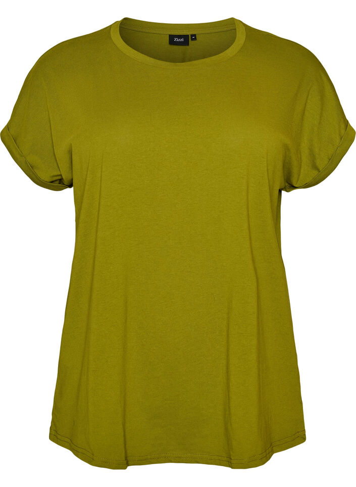 Short sleeved cotton blend t-shirt, Green, Packshot image number 0