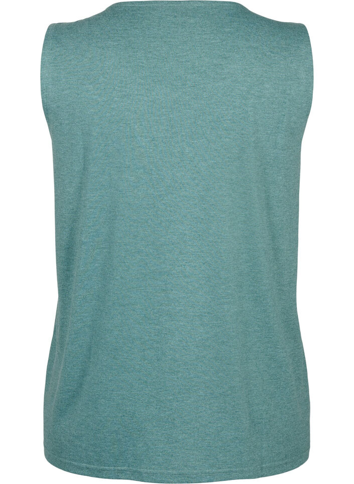 Sleeveless top with lace, Sea Pine Melange, Packshot image number 1