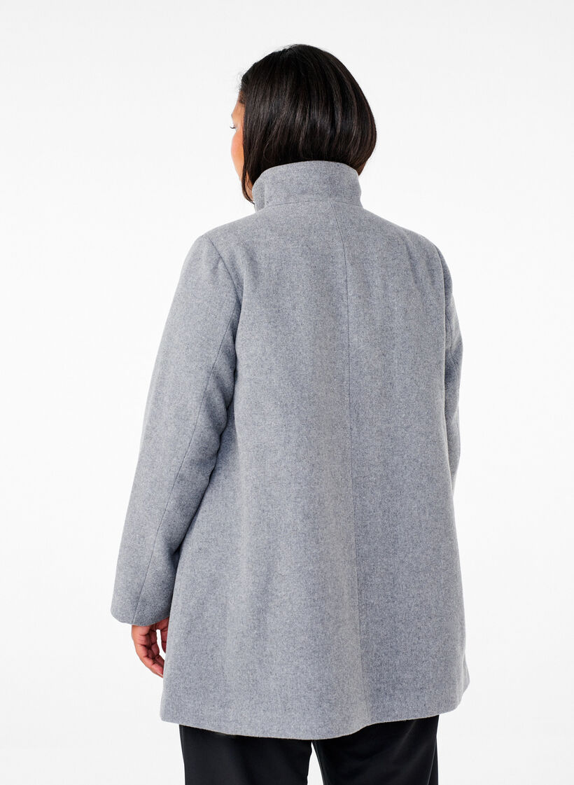 Short A-line coat, Light Grey Melange, Model image number 1