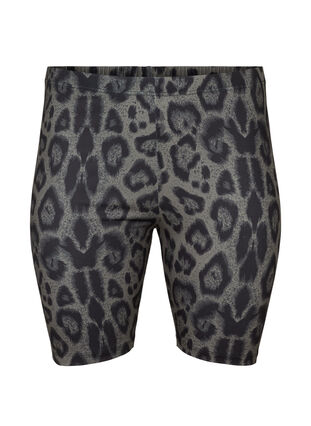 Leopard print cycling shorts, Grey Leo AOP, Packshot image number 0