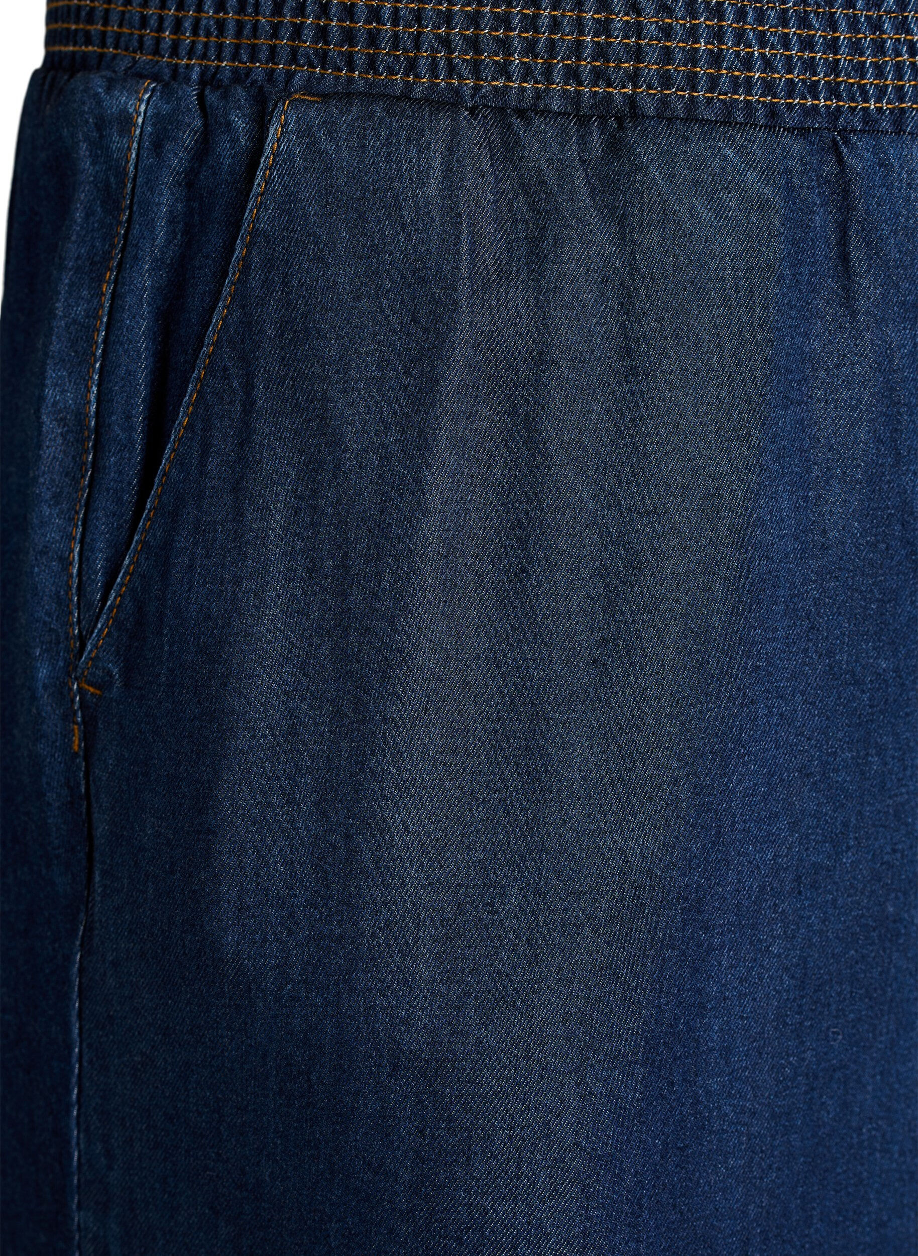Zizzifashion Wide-leg Lyocell trousers with a denim look, Blue, Packshot image number 2