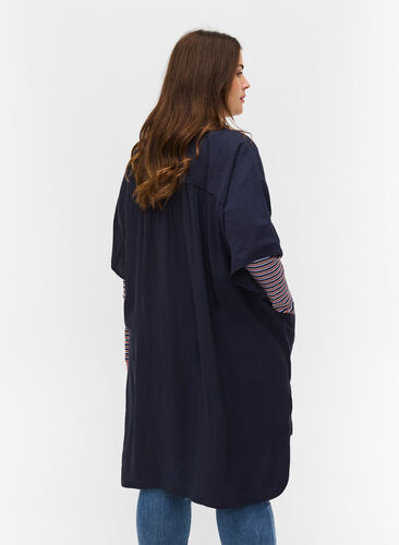 Loose viscose tunic with 2/4-length sleeves, Night Sky, Model image number 1