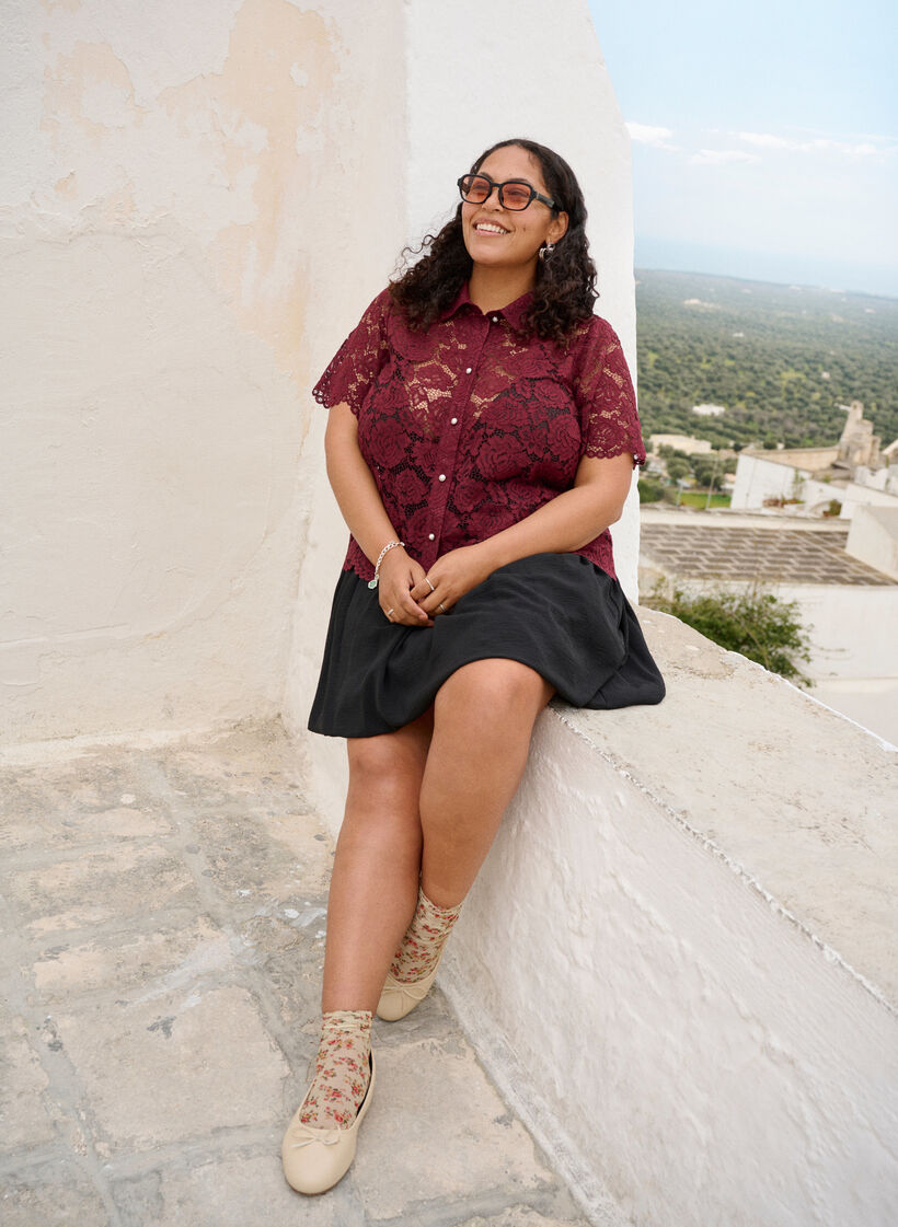 Short balloon skirt with an elasticated waistband, Black, Image image number 0