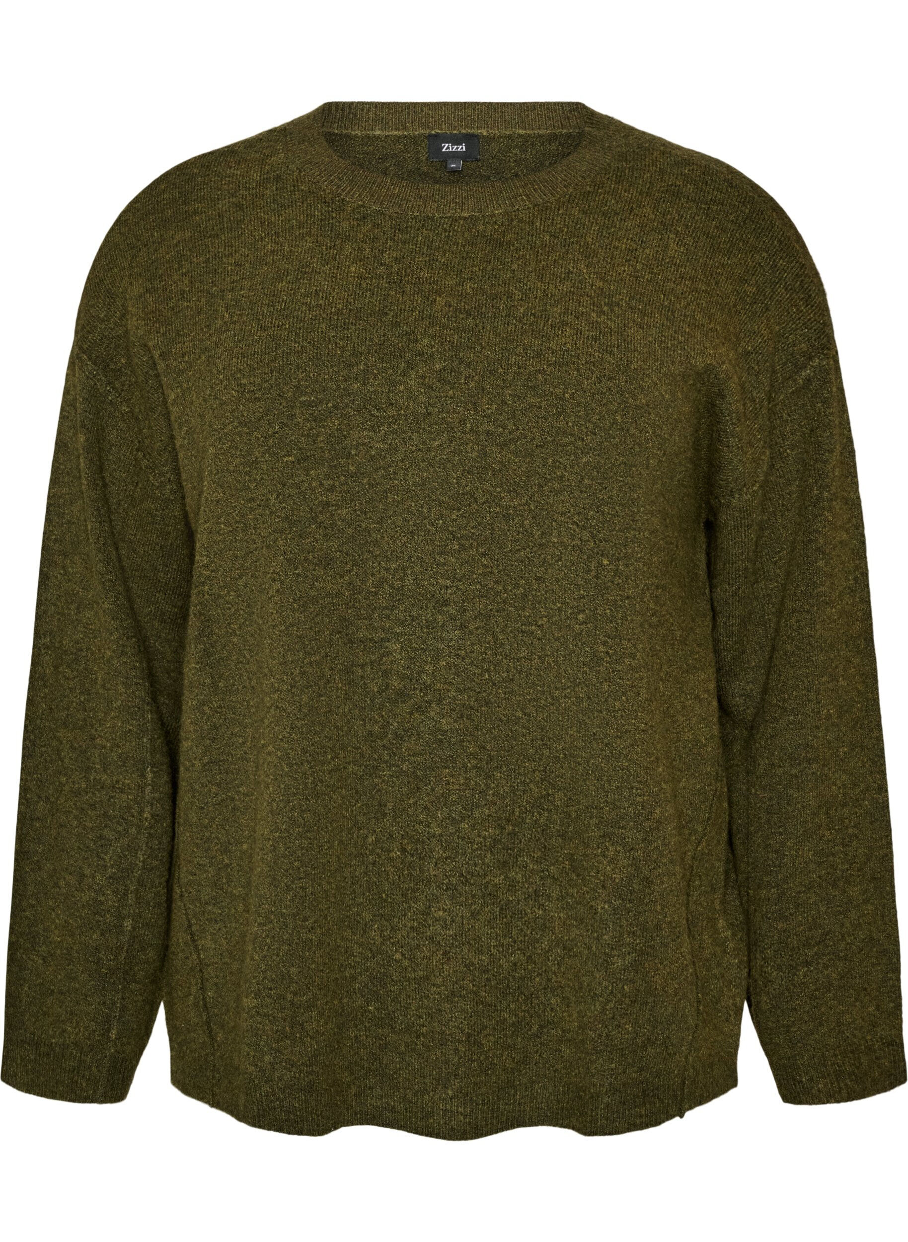Loose knit sweater with prominent seams