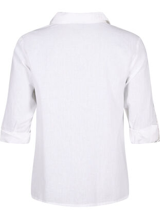 Shirt blouse with button closure in cotton-linen blend, Bright White, Packshot image number 1
