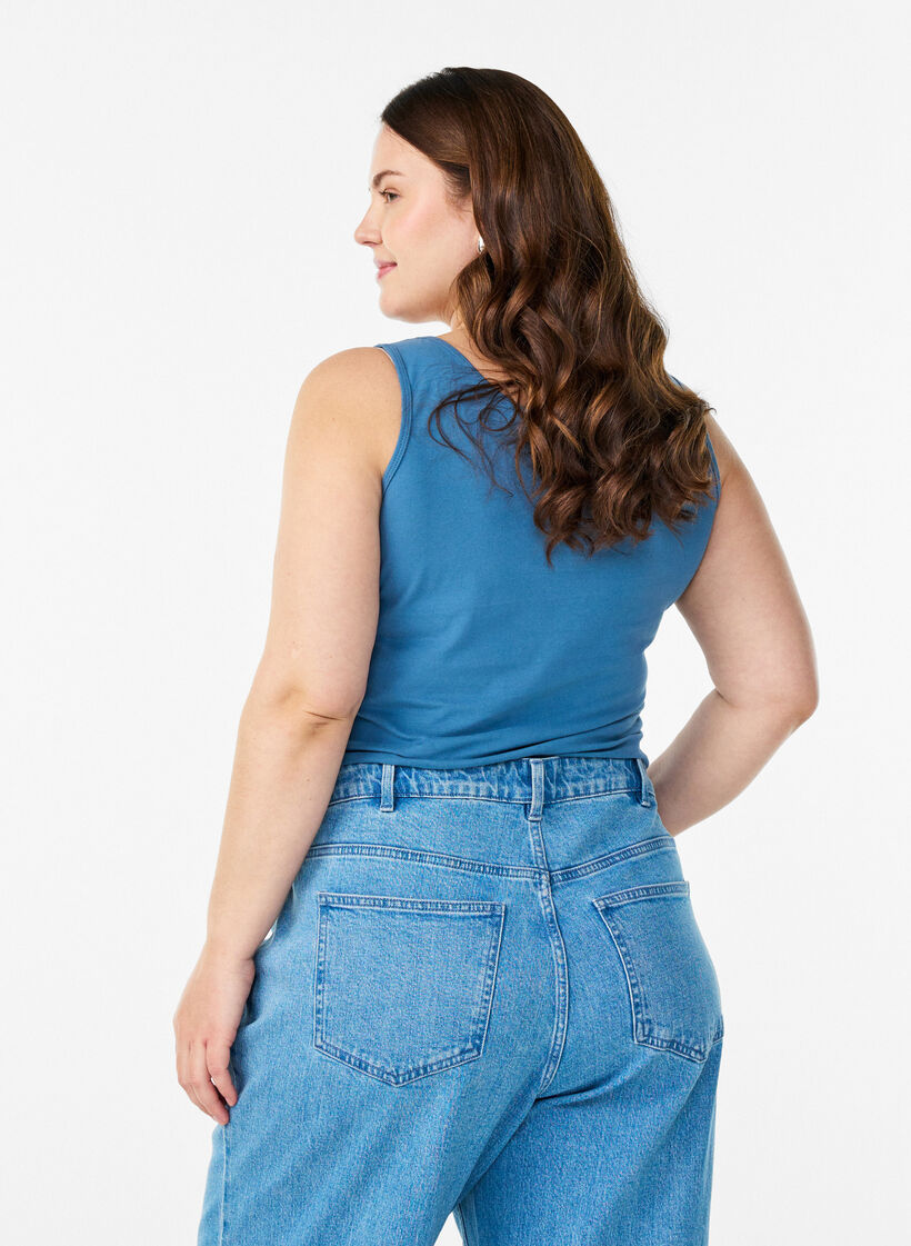 Solid color basic top in cotton, Grey, Model image number 2