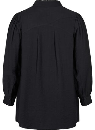 Long, solid-coloured, viscose blend shirt, Black, Packshot image number 1
