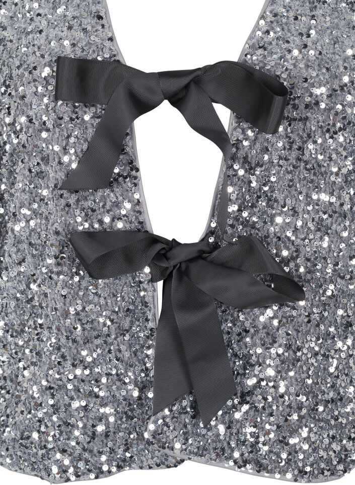 Sequin blouse with tie details, Silver, Packshot image number 2