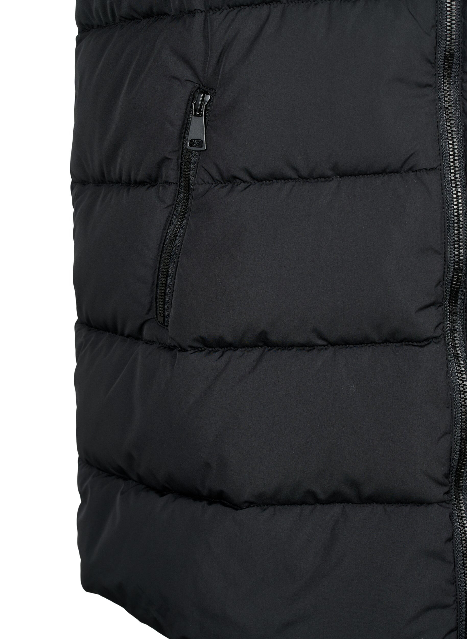 Zizzifashion Long vest with hood and pockets, Black, Packshot image number 3