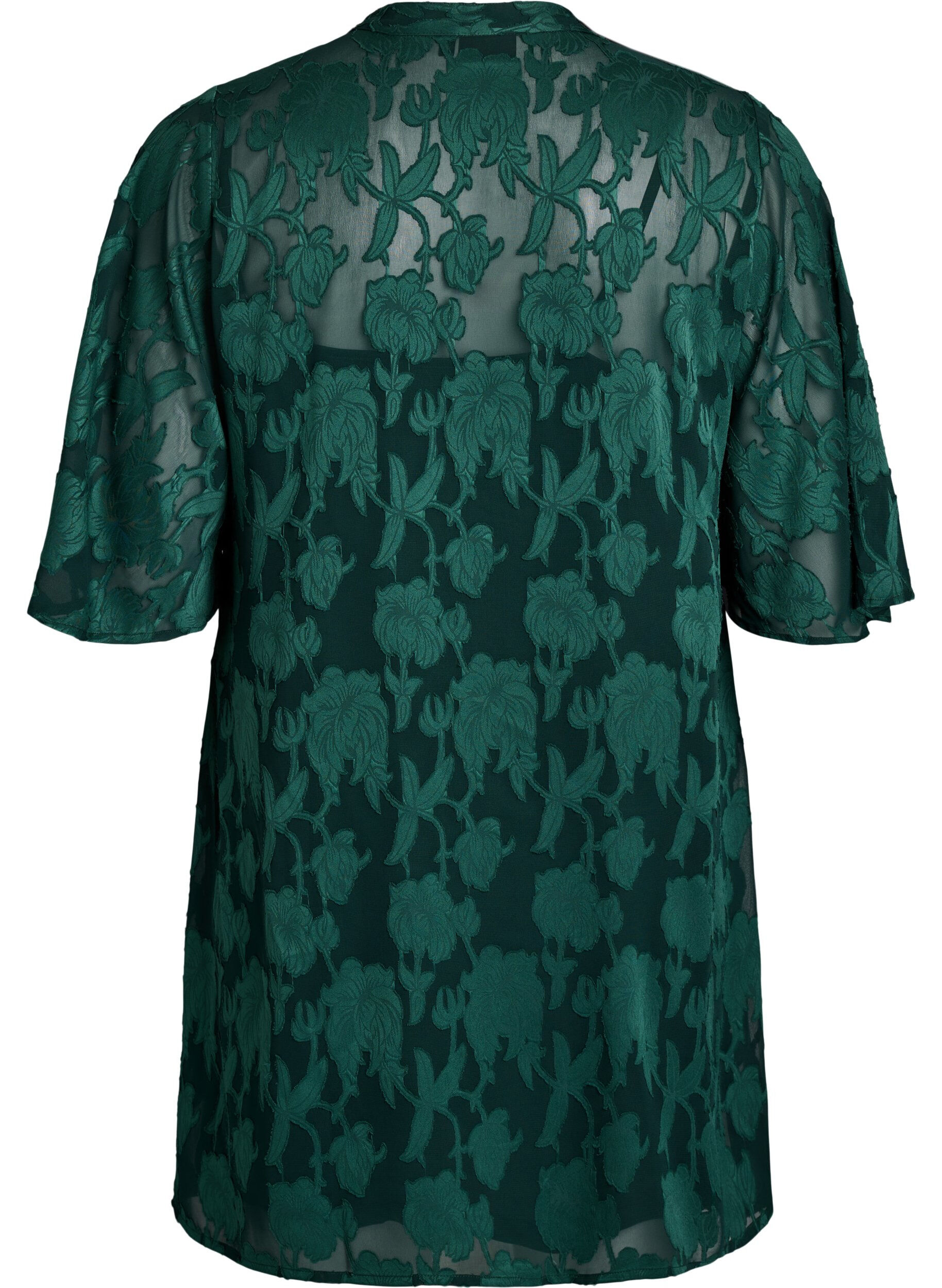 Zizzifashion Short A-line dress with a floral print, Green, Packshot image number 1