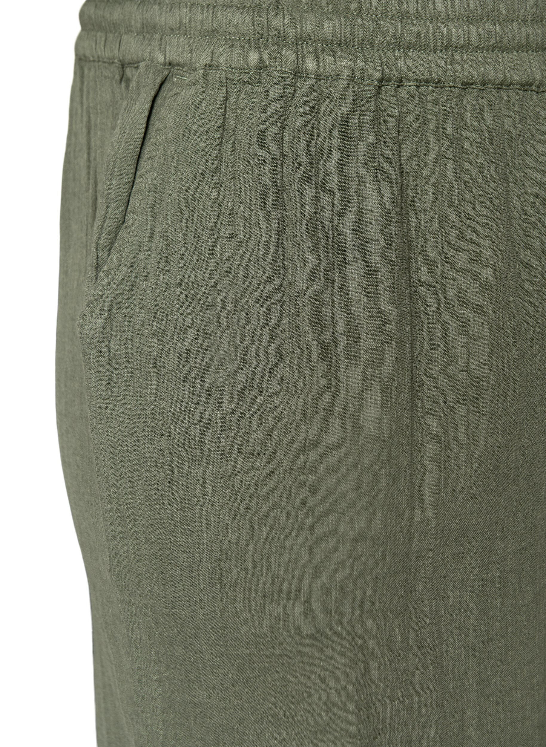 Zizzifashion Loose cotton muslin shorts with a high waist, Green, Packshot image number 2