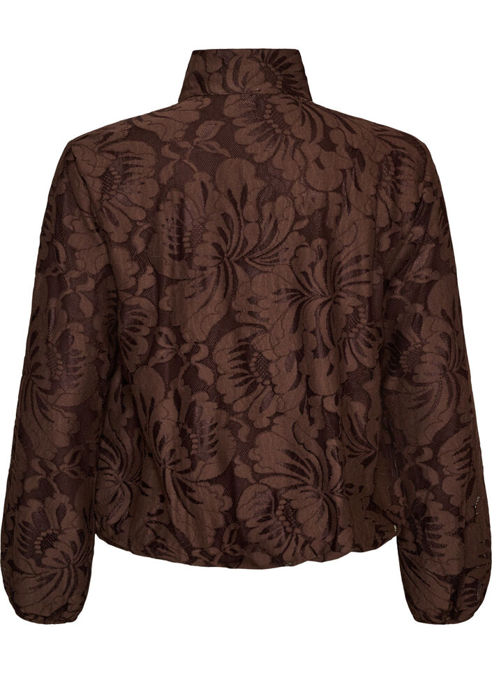 Bomber jacket with floral jacquard, Brown, Packshot image number 1
