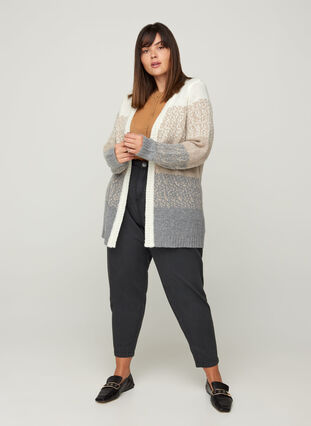 Knitted cardigan with a striped pattern, Iron comb, Model image number 3
