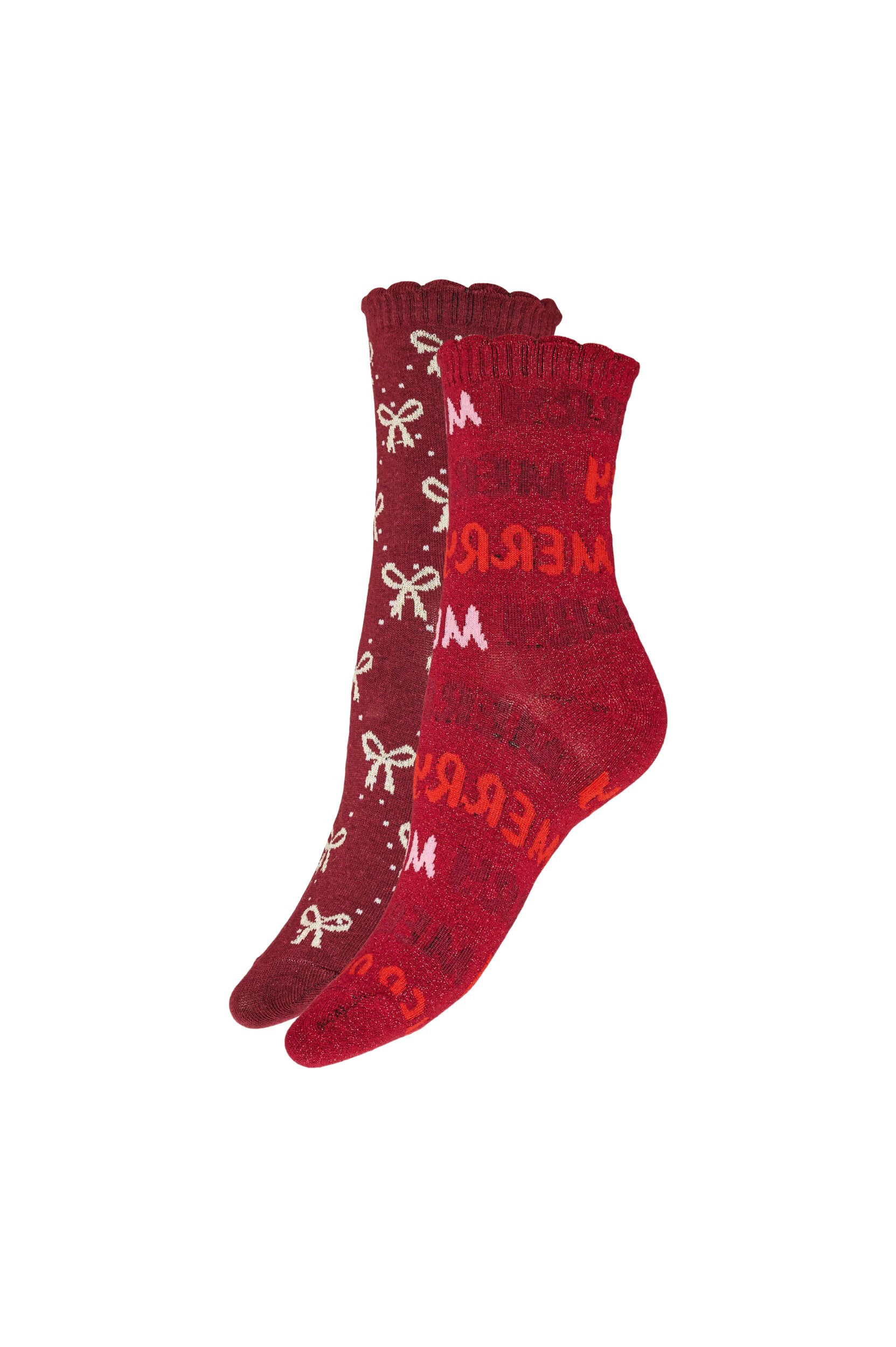 Zizzifashion2-pack Christmas socks, Red, Packshot image number 0
