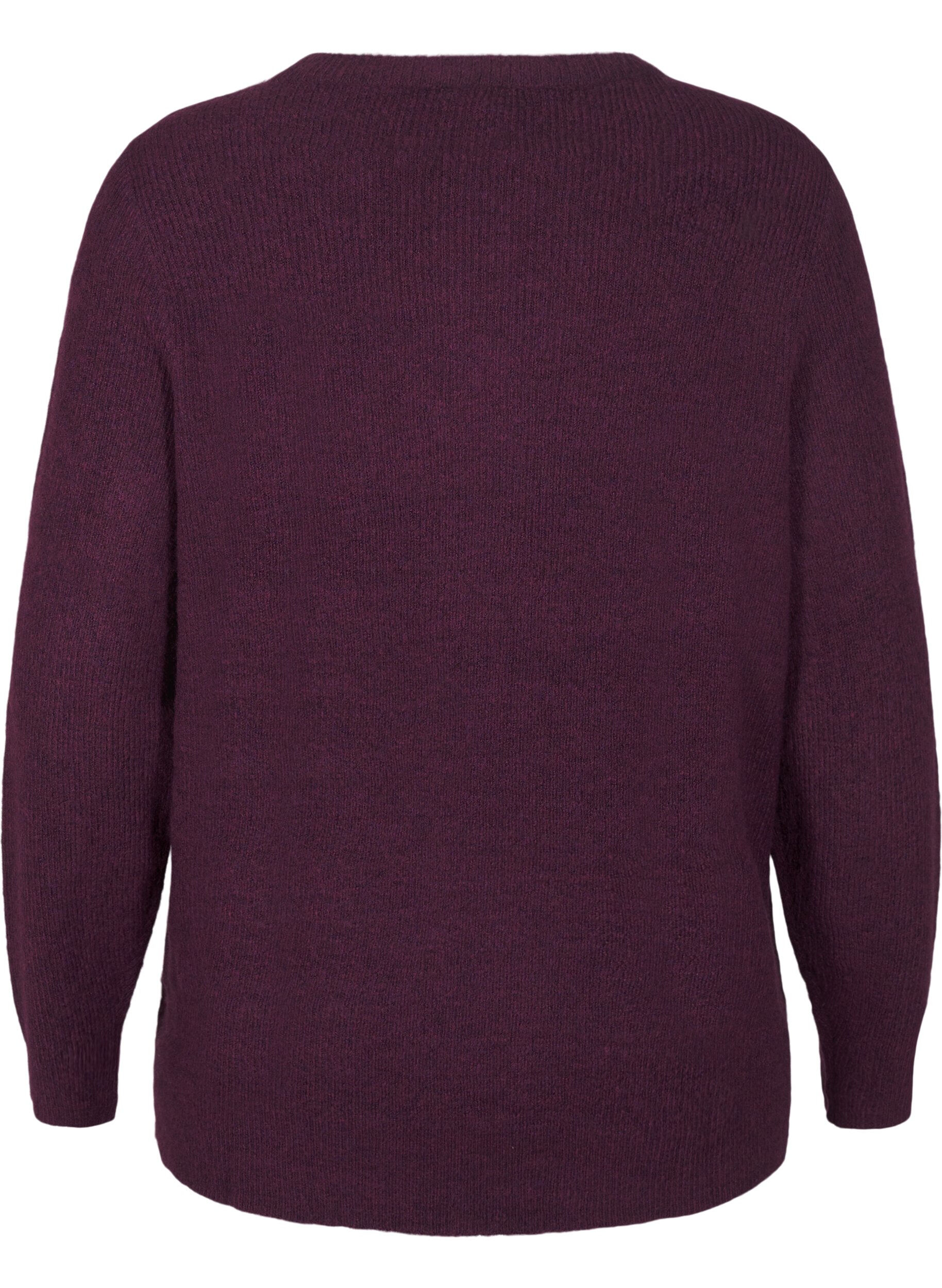 Zizzifashion Melange sweater with round neck, Potent Purple Mel., Packshot image number 1