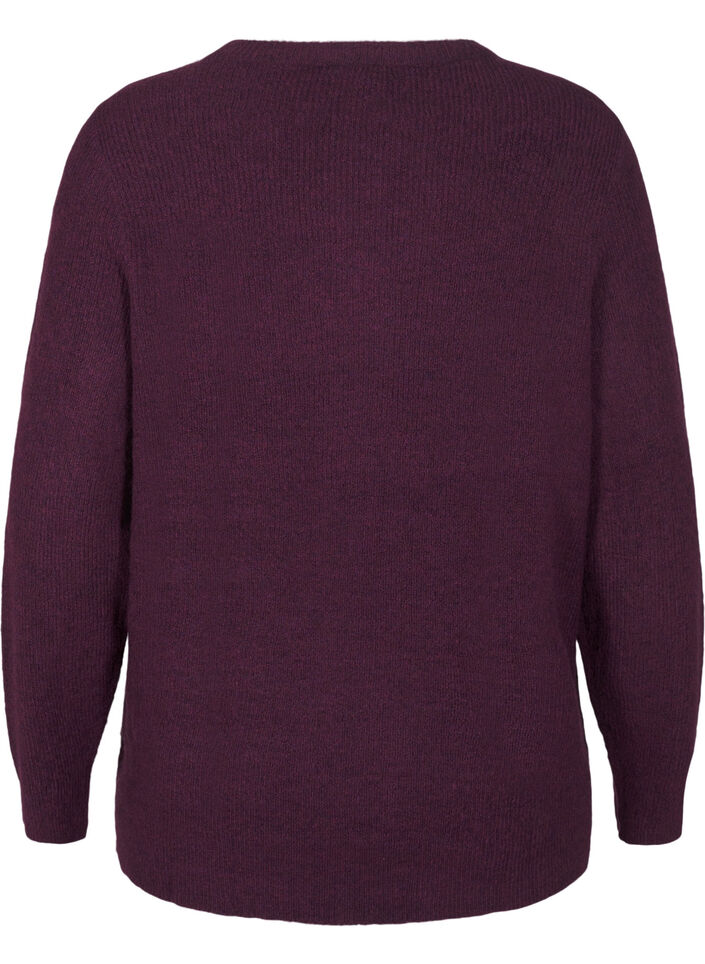 Melange sweater with round neck, Potent Purple Mel., Packshot image number 1