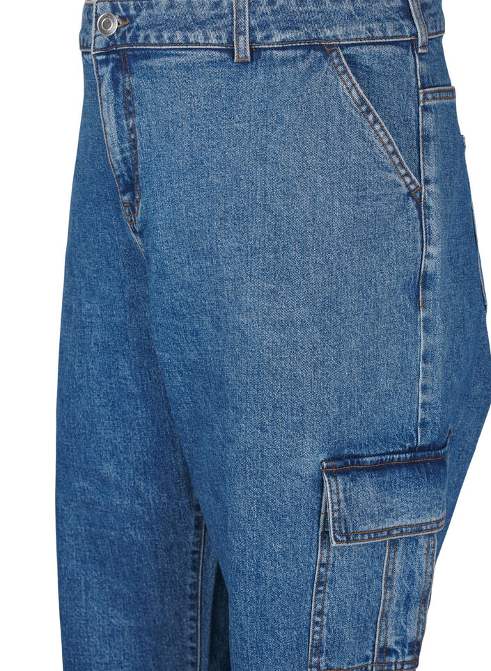 Cargo jeans with high waist, Blue Denim, Packshot image number 2