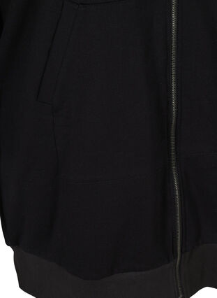 Long sweat cotton cardigan, Black, Packshot image number 3