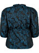 Jacquard wrap blouse with 3/4 sleeves, Black Blue, Packshot image number 1