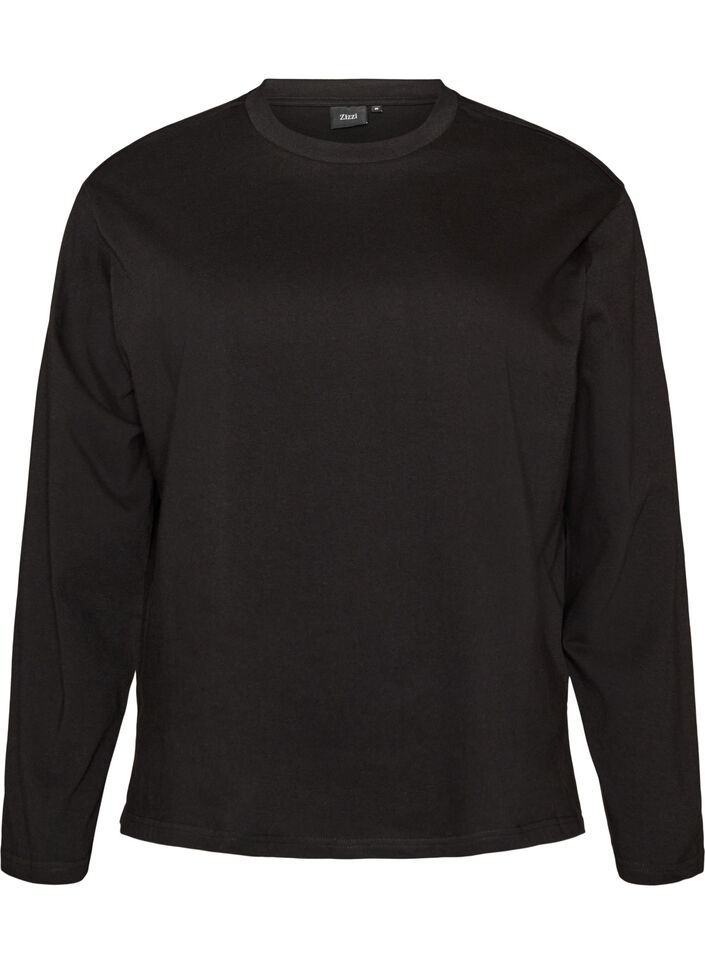 Basic t-shirt with long sleeves, Black, Packshot image number 0