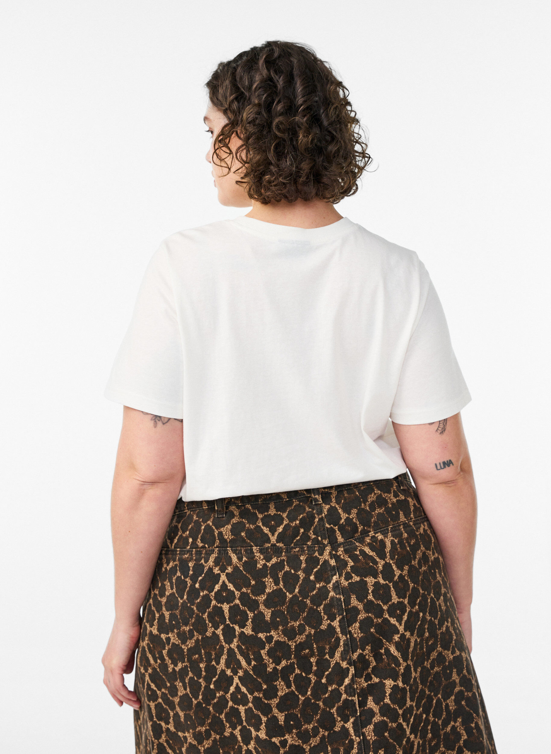 Zizzifashion Cotton T-shirt with print, White, Model image number 2