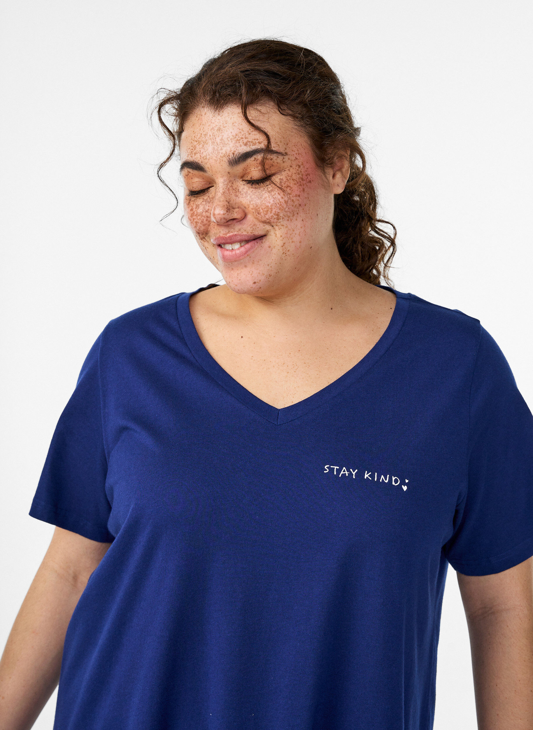 ZizzifashionViscose top with lace edge, Purple, Model image number 3