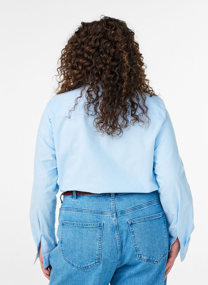 Long-sleeved cotton shirt, Blue, Model image number 2