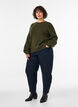 Ribbed jumper with balloon sleeves, Green, Model image number 1