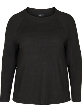 Round neck knitted top, Black, Packshot image number 0