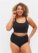 High-waisted bikini bottom with ruching, Black, Model image number 0
