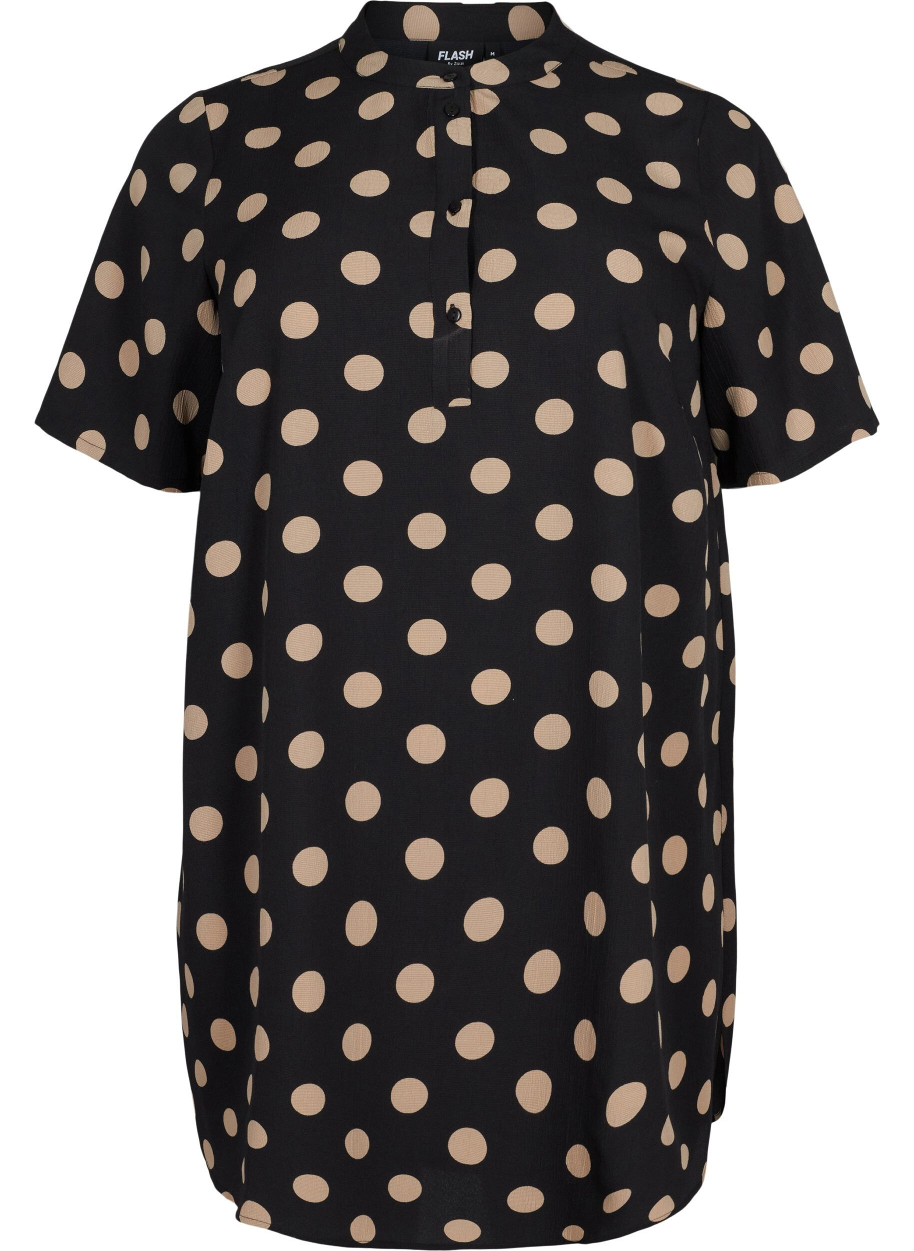 Zizzifashion FLASH - Floral tunic with short sleeves, Black Brown Dot, Packshot image number 0
