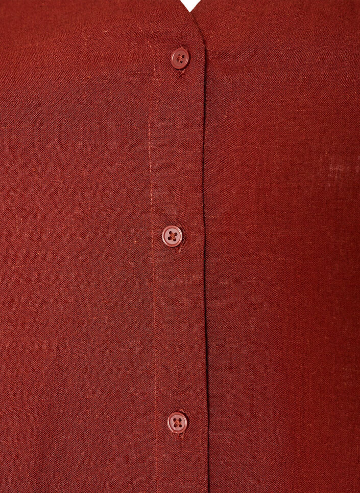 Blouse in linen and viscose with V-neck, Red, Packshot image number 2