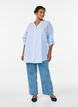 Checked tunic with 3/4 sleeves, Light Blue, Model image number 1