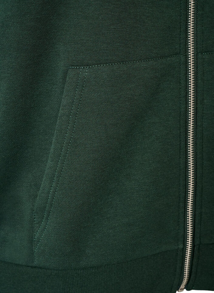 Hooded sweatshirt with a zip and pockets, Green, Packshot image number 3