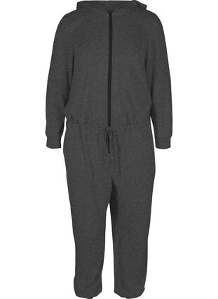 Jumpsuit with hood and drawstring, Dark Grey Melange, Packshot image number 0