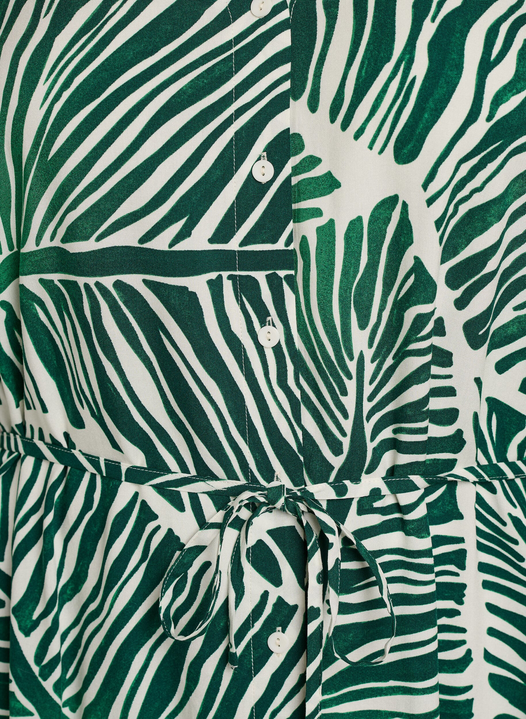 Zizzifashion Midi dress with print and tie belt, Green, Packshot image number 2