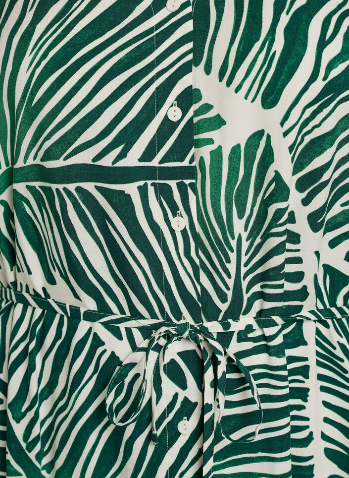 Midi dress with print and tie belt, Green, Packshot image number 2