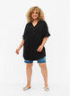 Short-sleeved viscose tunic, Black, Model image number 2
