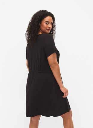 Short sleeved tunic in cotton, Black, Model image number 1