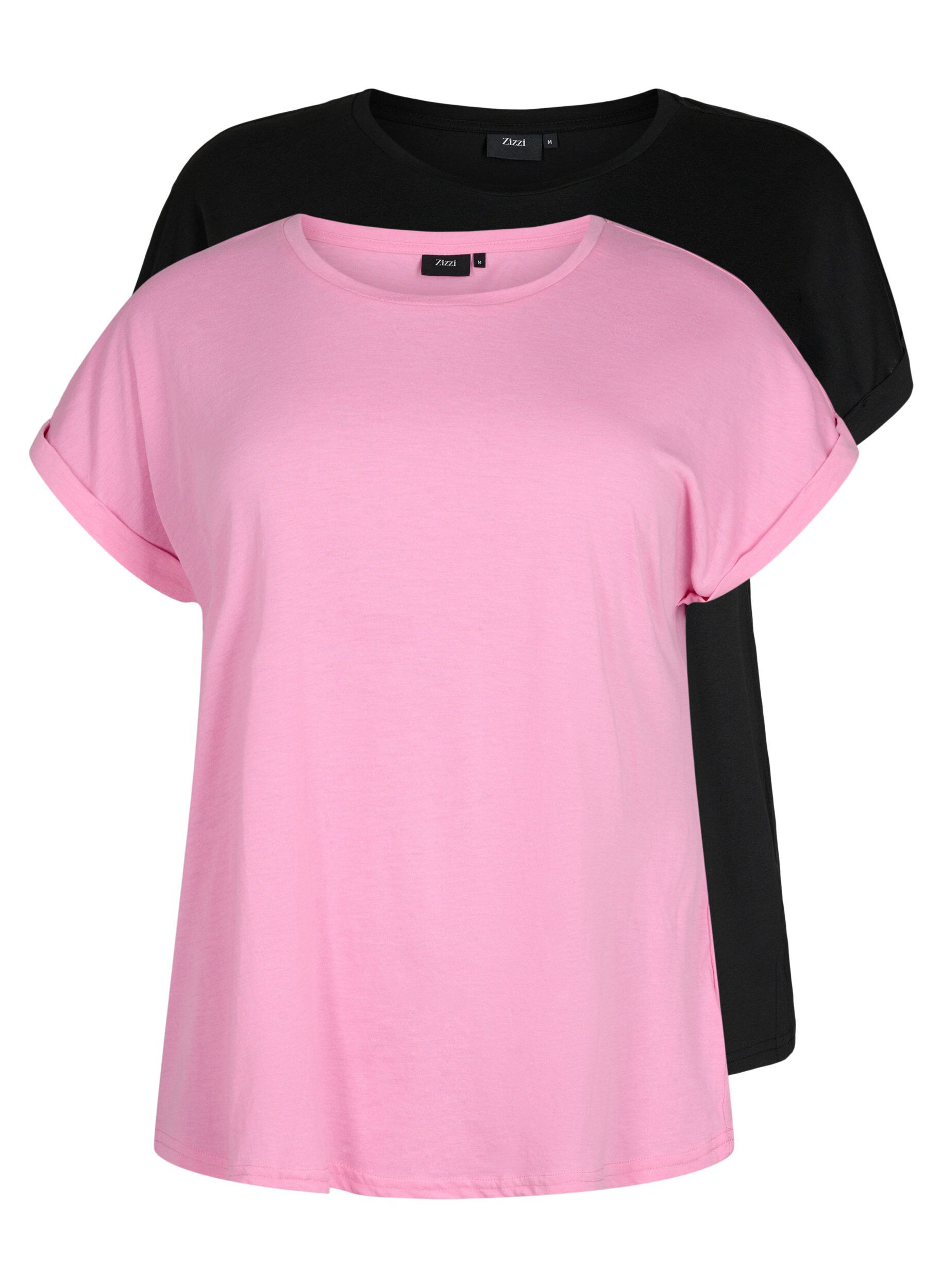 Zizzifashion 2-pack short-sleeved t-shirts, Pink, Packshot image number 0