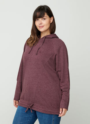 Sweatshirt with a drawstring hem, Fudge Mel. , Model image number 0