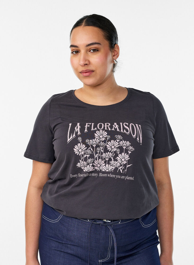 T-shirt with motif, Grey, Model image number 0