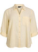 Shirt in linen and viscose with 3/4 sleeves, Yellow, Packshot image number 0