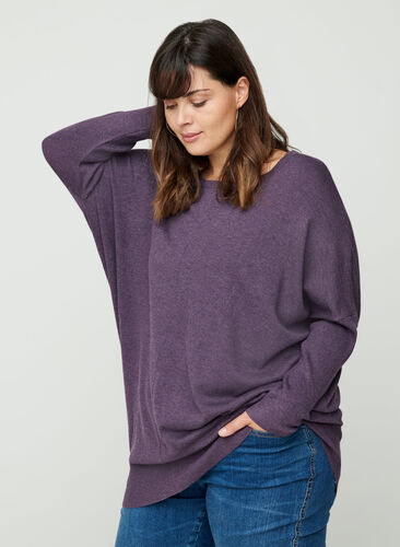 Knit blouse, Deep Purple Mel, Model image number 0