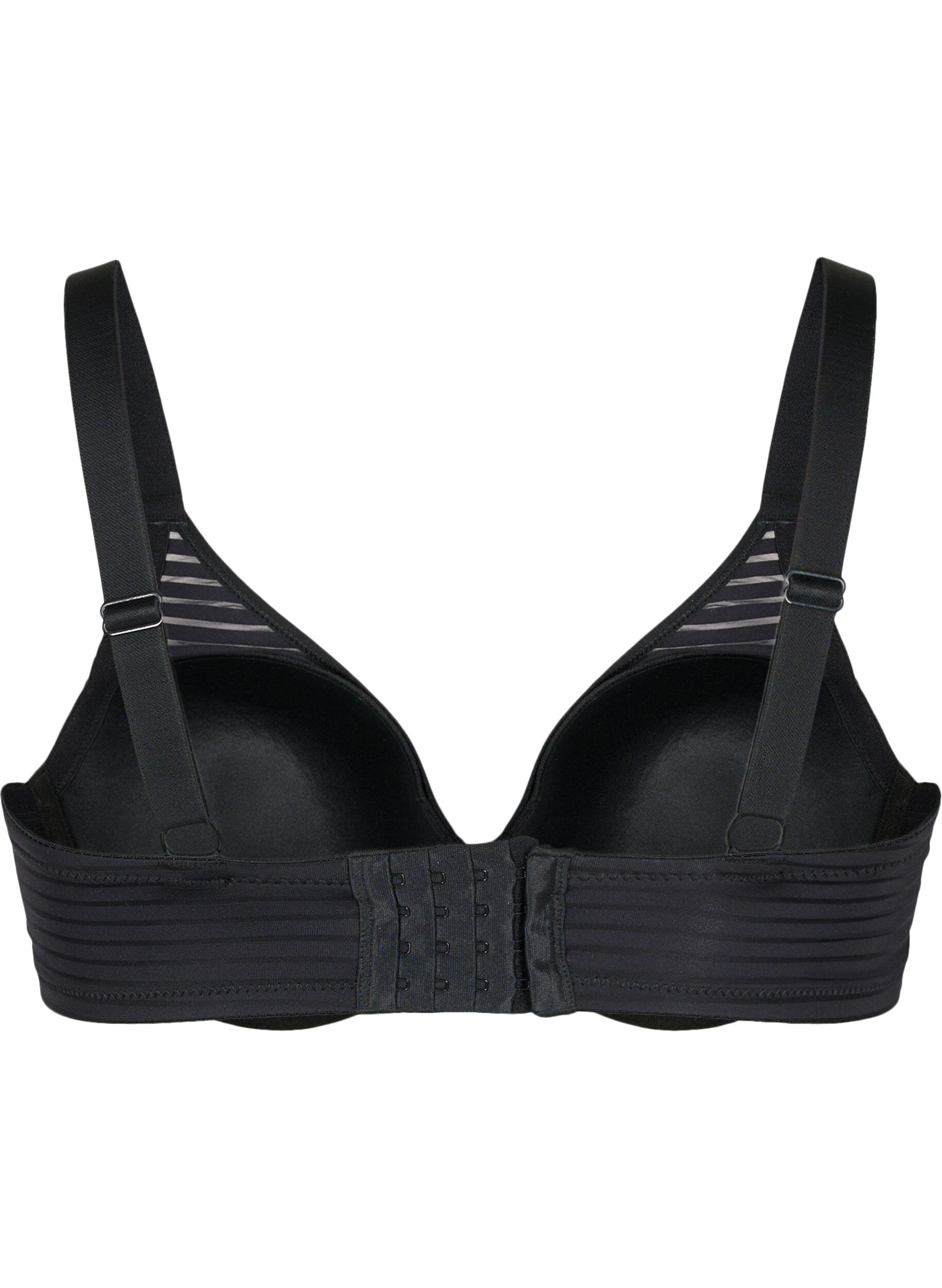 Zizzifashion Moulded bra with striped mesh, Black, Packshot image number 1