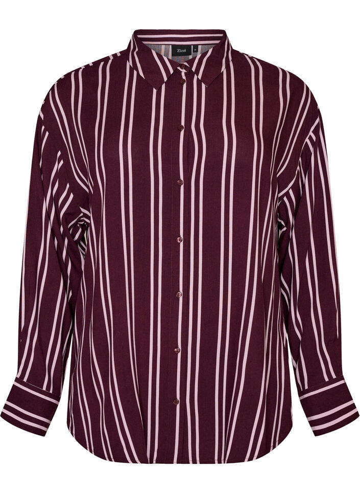 Striped nightshirt, Dark Bordeaux, Packshot image number 0