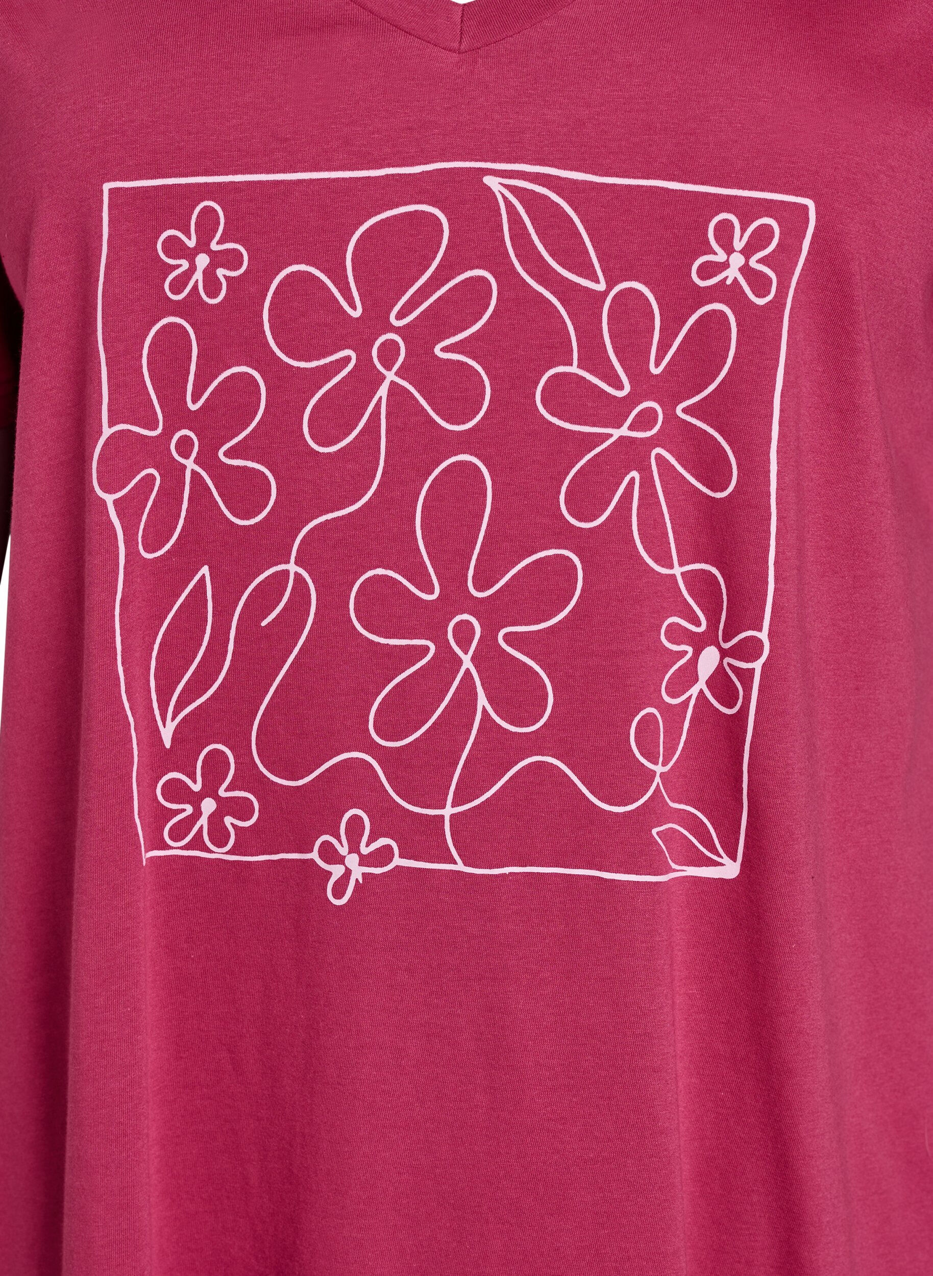 Zizzifashion Organic cotton nightdress with V-neck, Red, Packshot image number 2