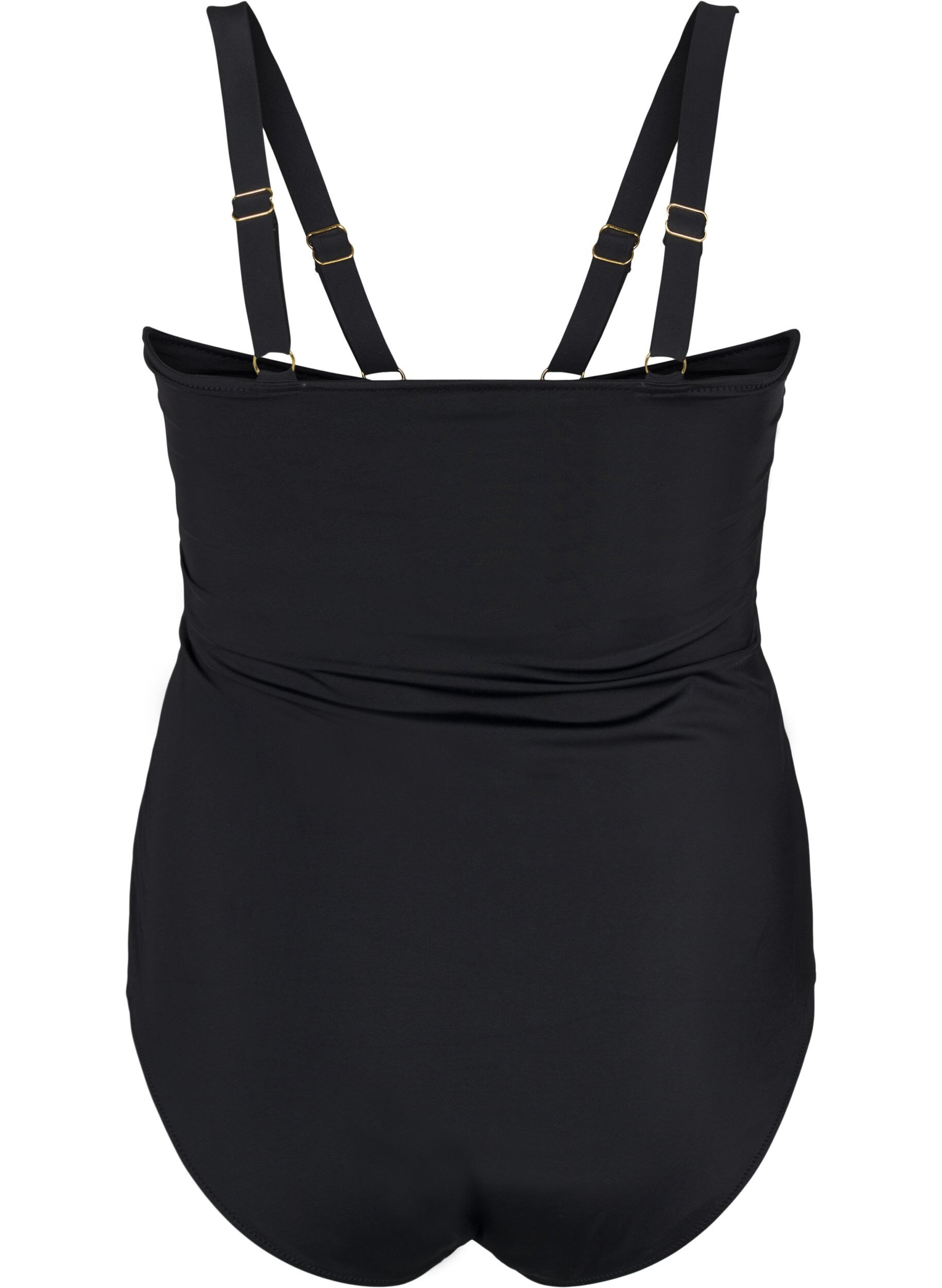 Zizzifashion Swimsuit with V-detail and ruching, Black, Packshot image number 1