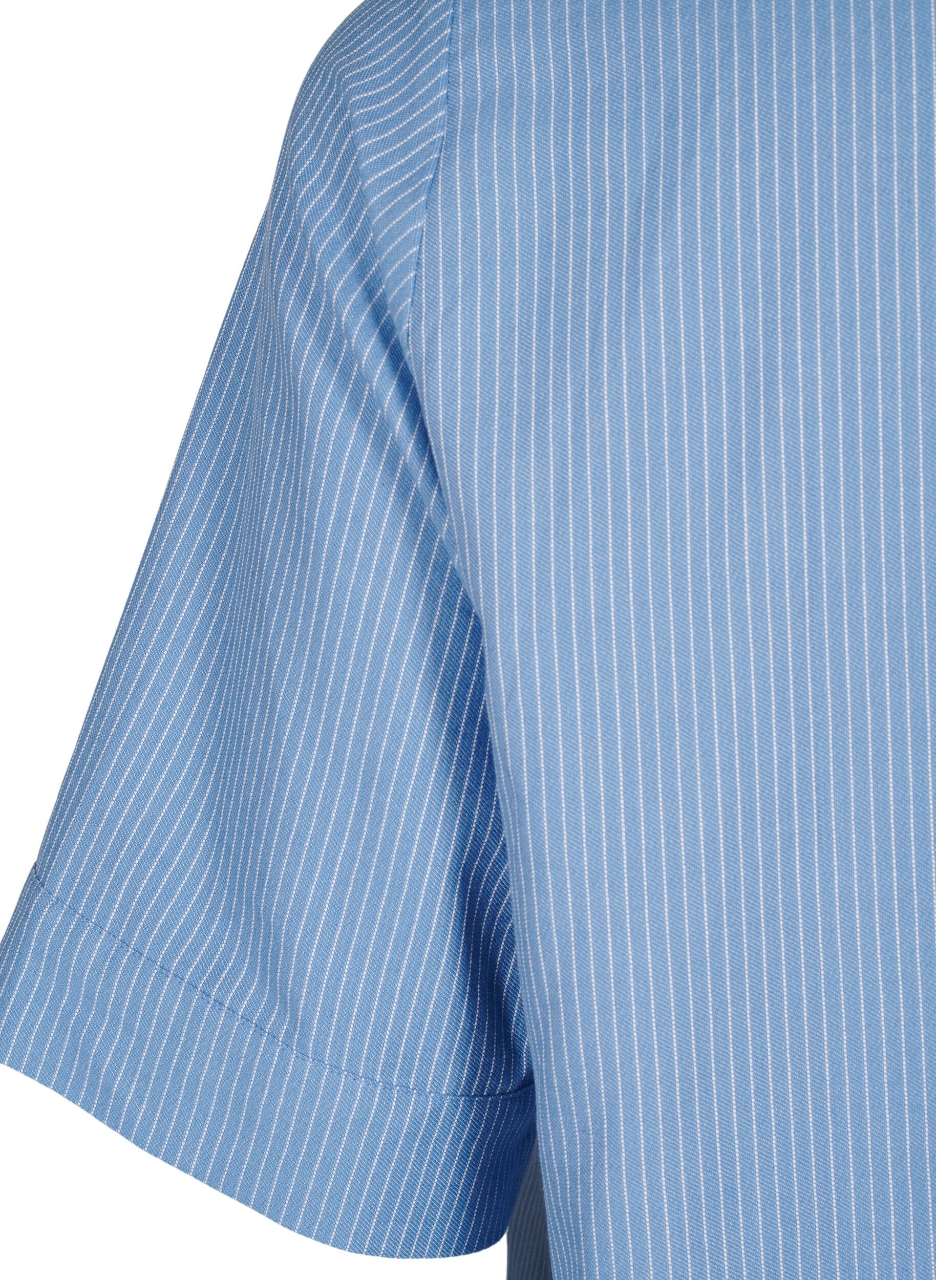 Zizzifashion Striped tunic with buttons and chest pockets, Light Blue, Packshot image number 3