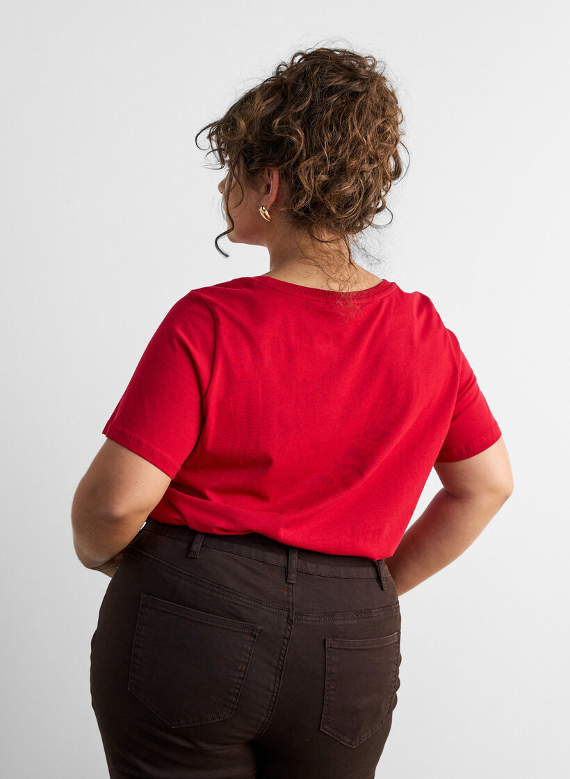 Christmas t-shirt in organic cotton, Red, Model image number 2